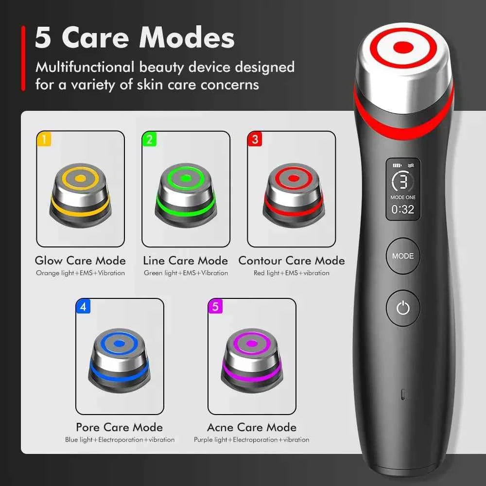 NEW 6 in 1 Multifunction Ager Booster Pro Skin Therapy Wand Facial Led Lights Beauty Device