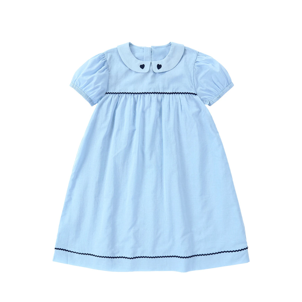 AP Barcelona Blue Collection Girls Dress Embroidery Brothers Sisters Family Matching Clothing Boys Plaid Set Knit Top