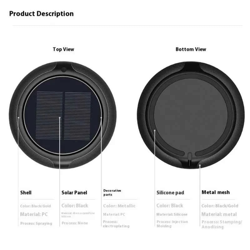 Car Air Purifier Solar Powered Aroma Diffuser Air Freshener for Vehicle Home Desk Electric Gadgets with Filter