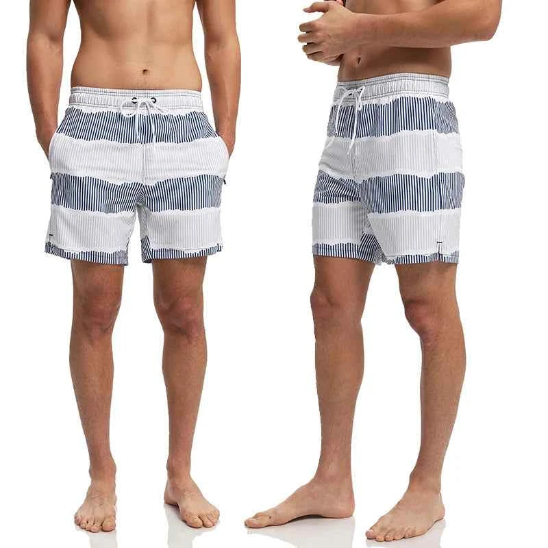 ESCATCH 2026 Summer New Arrival Mens Shorts 2 in 1 Quick Dry Gym Printing Swim Trunks Beach Side Zipper Pockets Swimsuit