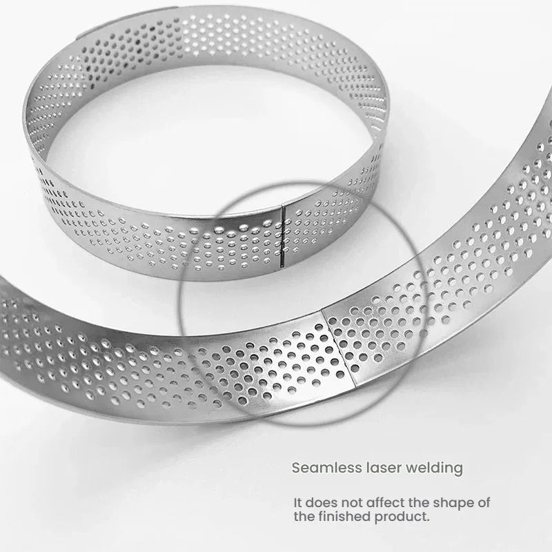 304 Stainless Steel Perforated Round Tart Mold, French Flan Ring Baking Mold With Holes, Breathable Baking Tool For Pastry