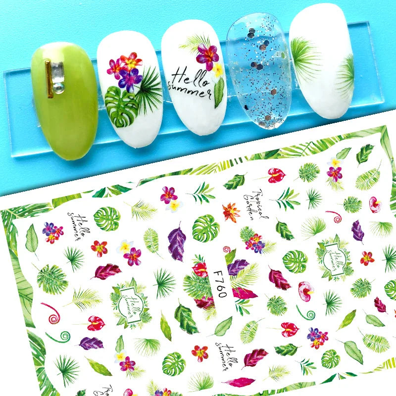 3D Dandelion Peach Blossom Maple Leaf Nail Sticker Nail Art Decoration Color Flower Nail Decal Nail Art Supplies Nail Parts