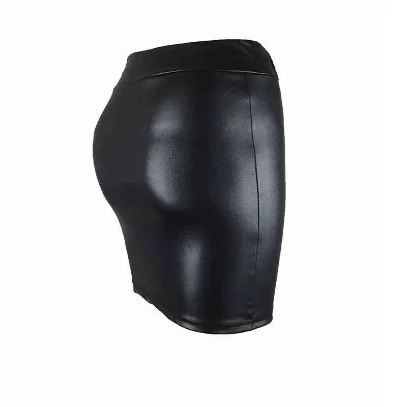 Women's High-Waist Slim Fit Mini Skirt Vintage Bodycon Hip Pencil Skirt Sexy Imitation PU Clubwear Ladies Office Clothing