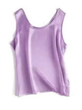 SuyaDream. Women Basic Cozy Tanks, 100%Real Silk, O neck Sleeveless Chic T Shirt, 2025 Solid Summer Vests, White, Pink, Beige
