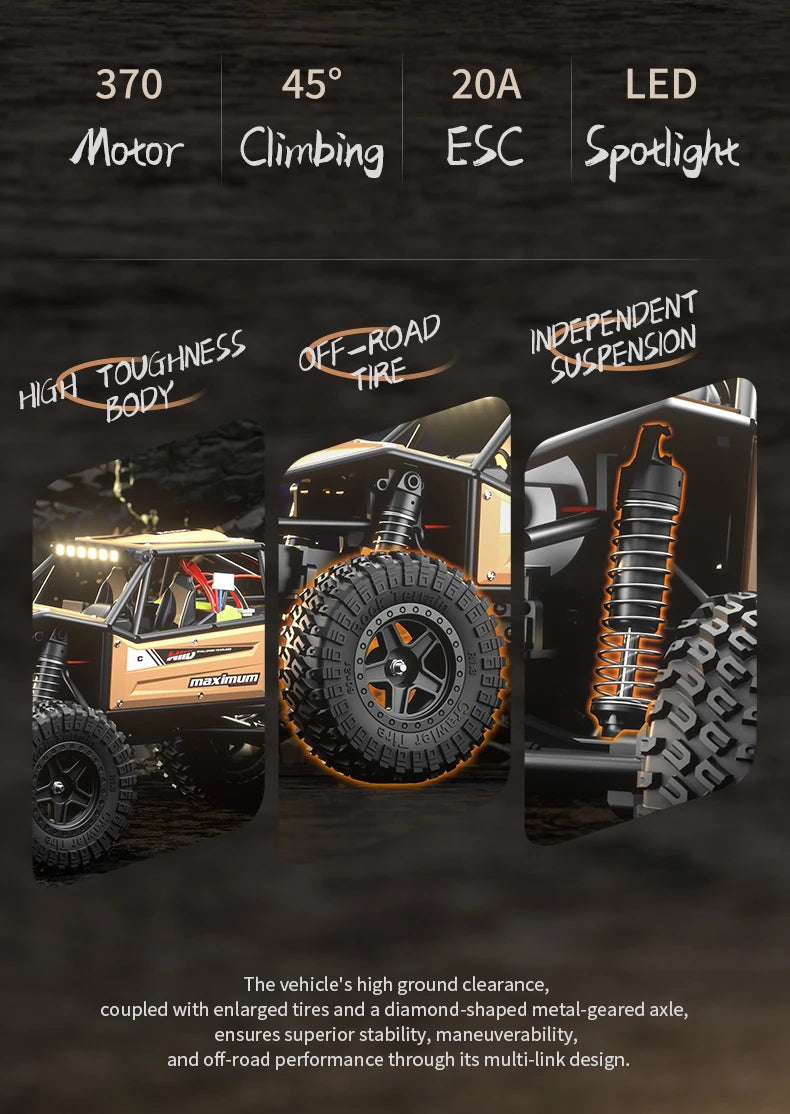 1/18 RC Climbing Car 4WD Off-road Remote Control Vehicle RTR Rock Crawler Big-wheel 4x4 Electric Truck Model Toys for Kids
