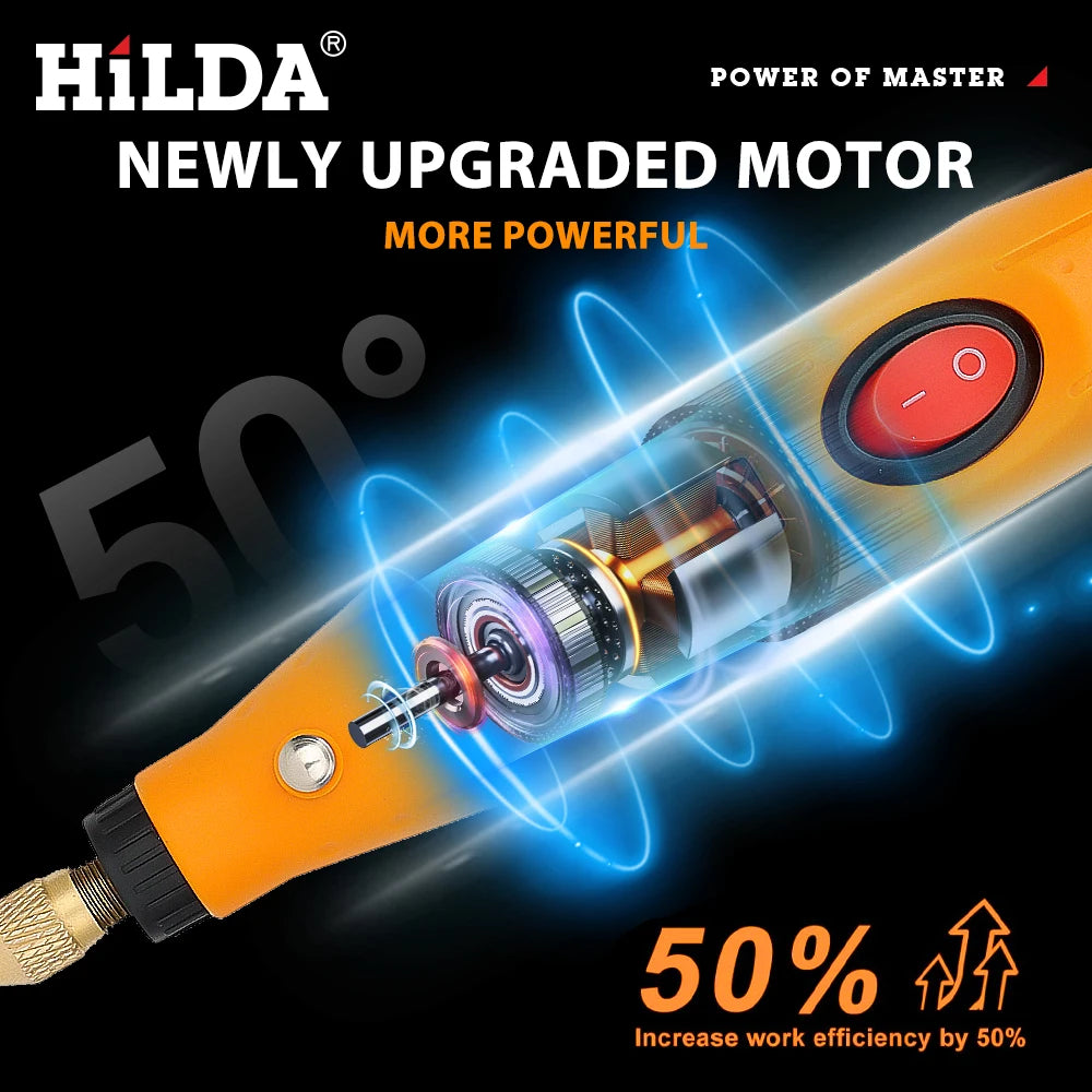 HILDA Electric Mini Drill Grinder Engraving Pen Mini Drill Electric Rotary Tool Grinding Machine Accessories