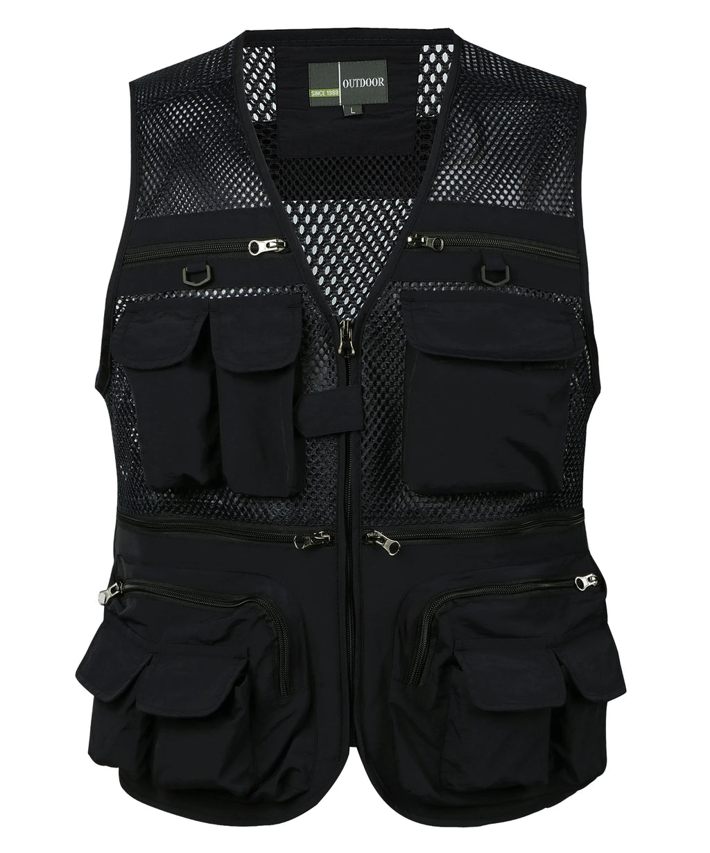 Men's Vest Tactical Webbed Gear Coat Summer Photographer Waistcoat Tool Many Pocket Mesh Work Sleeveless Jacket Male