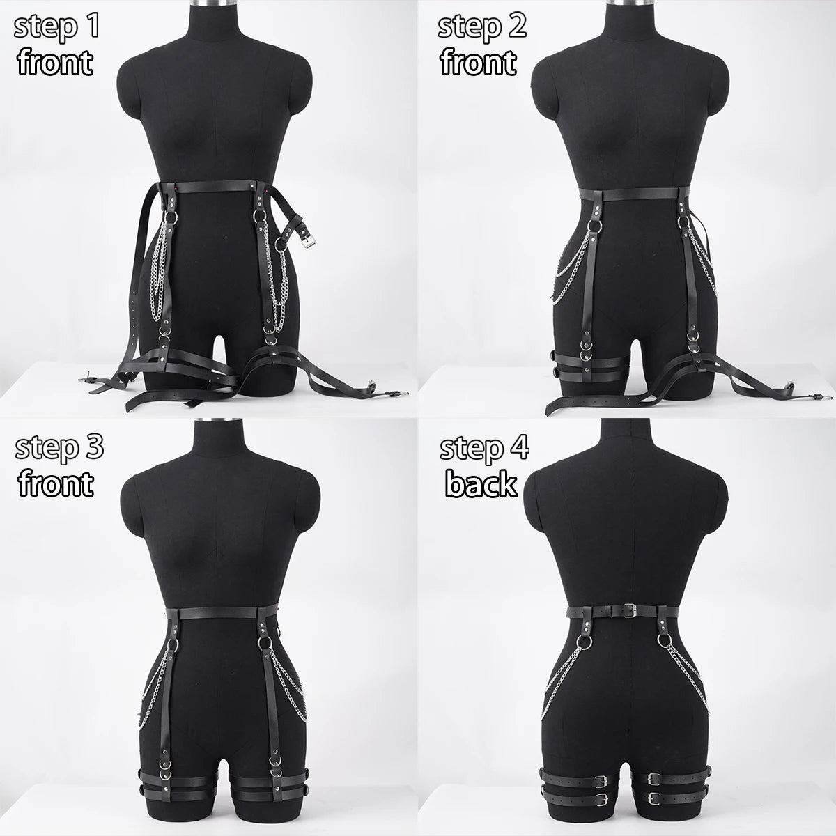 Harness PU Leather Women Chain Tassel Waist To Thigh Harness Punk Gothic Adjustable Body Accessory For Rave Party Festival Outfi