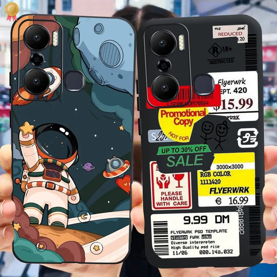 For Infinix Hot 20 Play 20i 4G Case Cute Astronaut Clear TPU Silicone Bumper Cover For Infinix Hot 20 Play 20i Phone Case Funda
