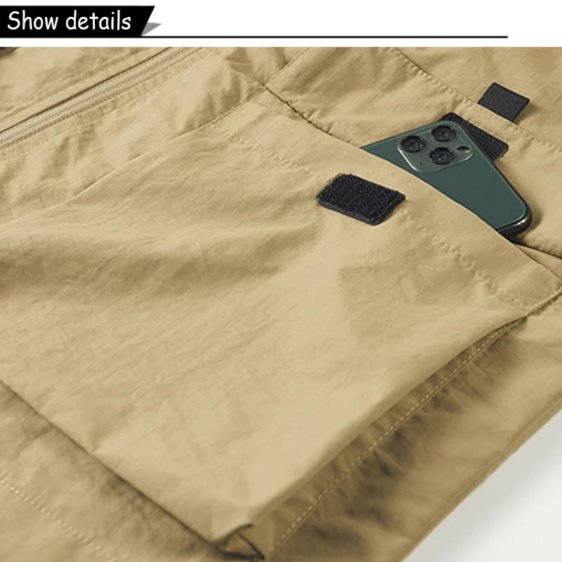2024 Summer Men Sleeveless Fishing Tool Webbed Breathable Vest Men Many Pocket Outdoors Camping Thin Lightweight Loose Vest Male