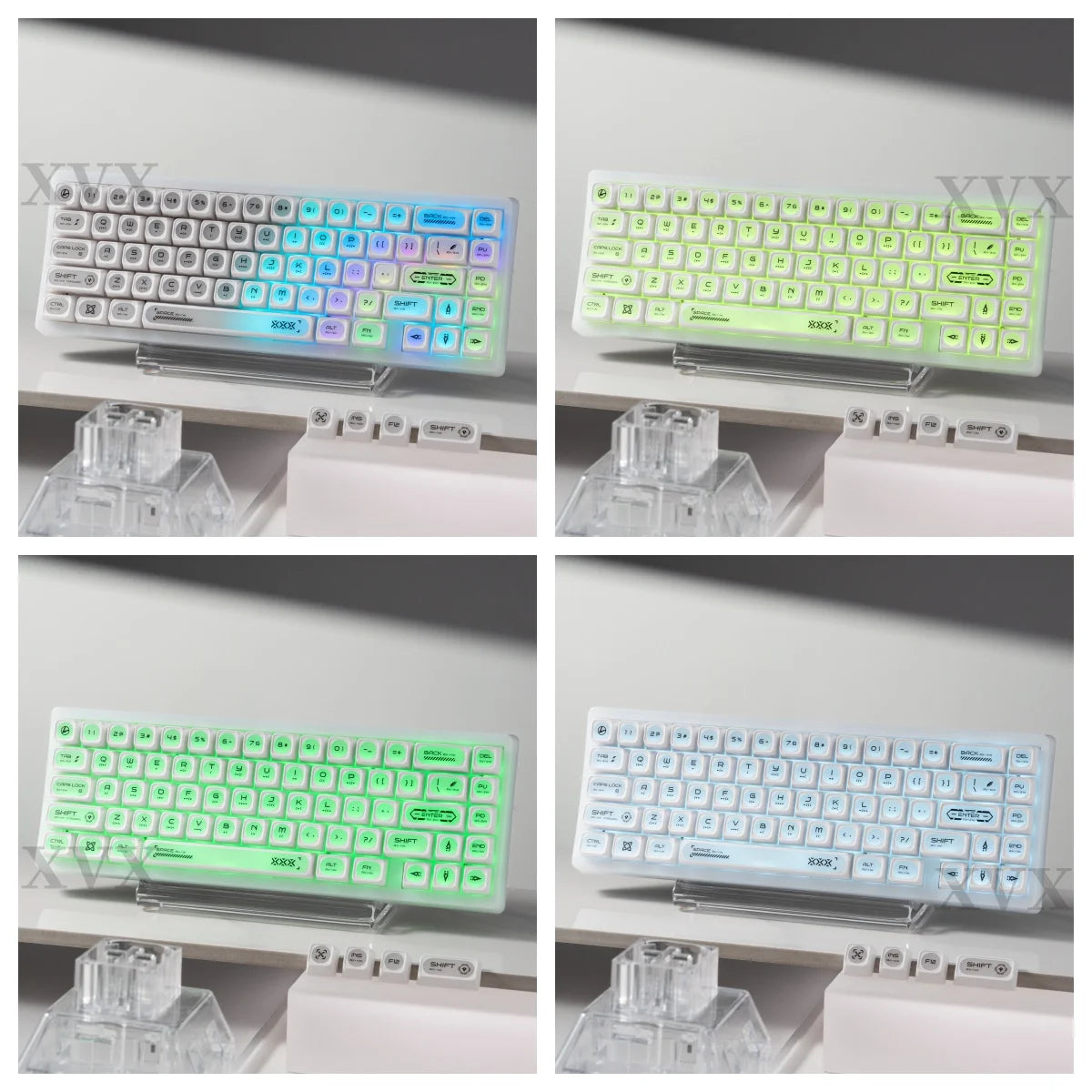 XVX White Shine Through Cats eye MAX Profile Dye-Sub PBT Keycap Set 136-Key