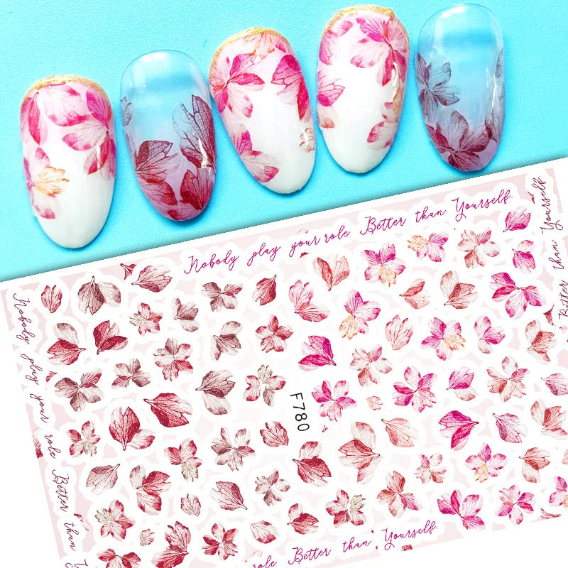 3D Dandelion Peach Blossom Maple Leaf Nail Sticker Nail Art Decoration Color Flower Nail Decal Nail Art Supplies Nail Parts