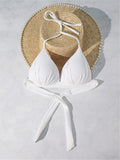 XS - XL New Sexy Push Up Bra Cup Halter Bikini Top Female Swimsuit Women Swimwear Bather Bathing Suit Swim Solid Beach Top V7019