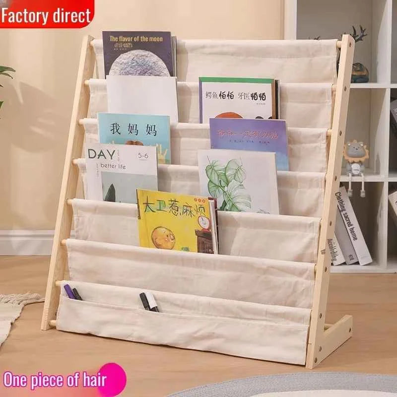 Home Multitier Solid Wood Reading Bookshelf Removable Floor Storage Bookshelf Children's Picture Book Organizer Storage Bookcase