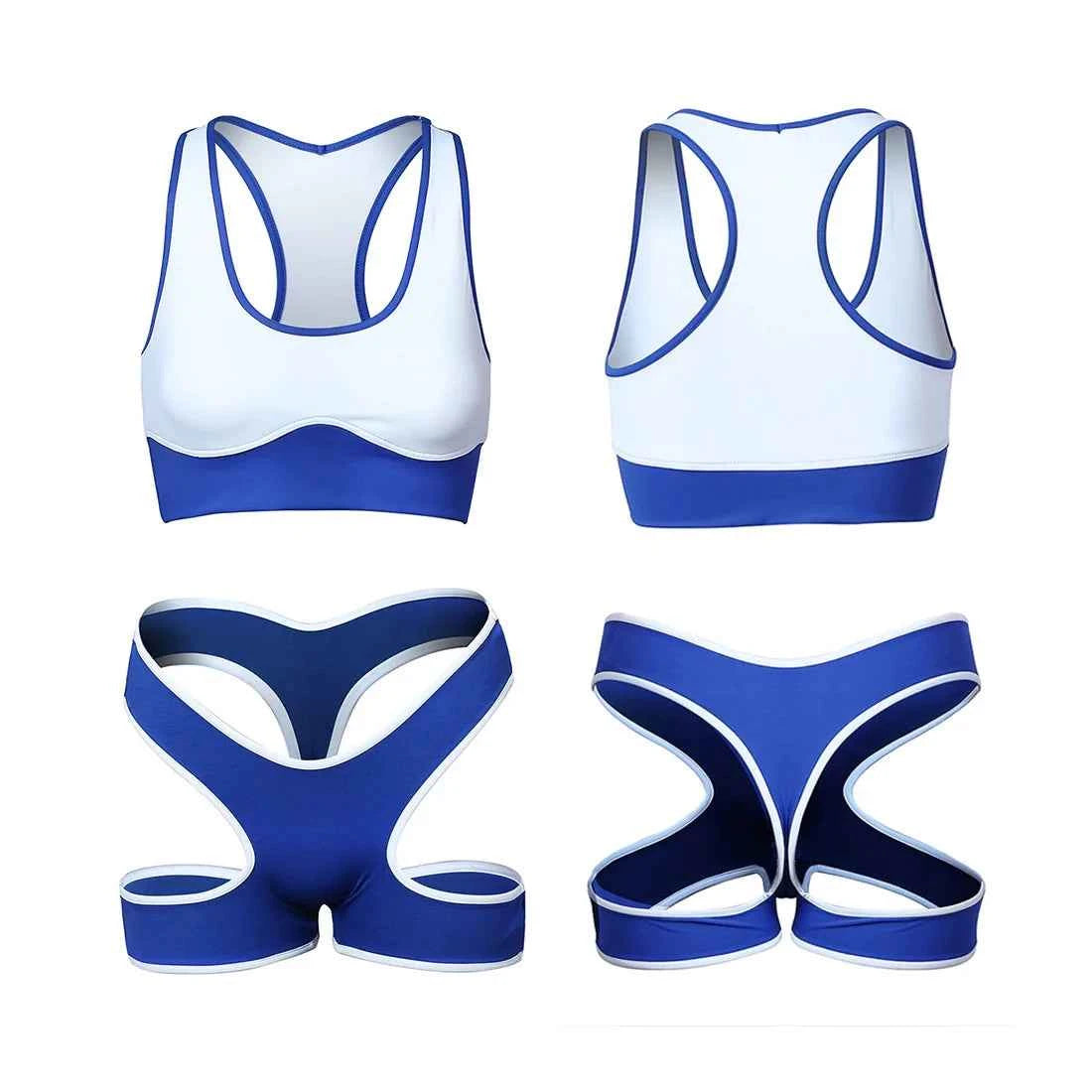 Sexy Cute Pure Desire Bra Set Girl Cheerleading Sports Underwear Lingerie Student Cosplay Costumes Hollow Split Swimsuit Bikini