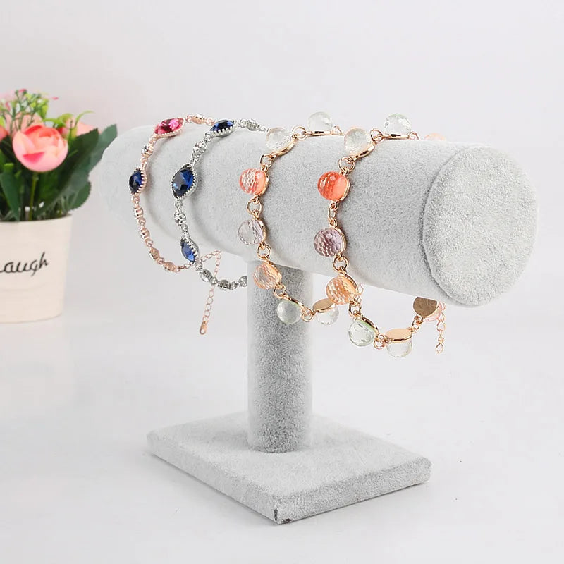 6 Colors Upright Velvet Bracelet Chain Watch Upright Display Rack Jewelry Organizer Hard Jewelry Display Stand Holder