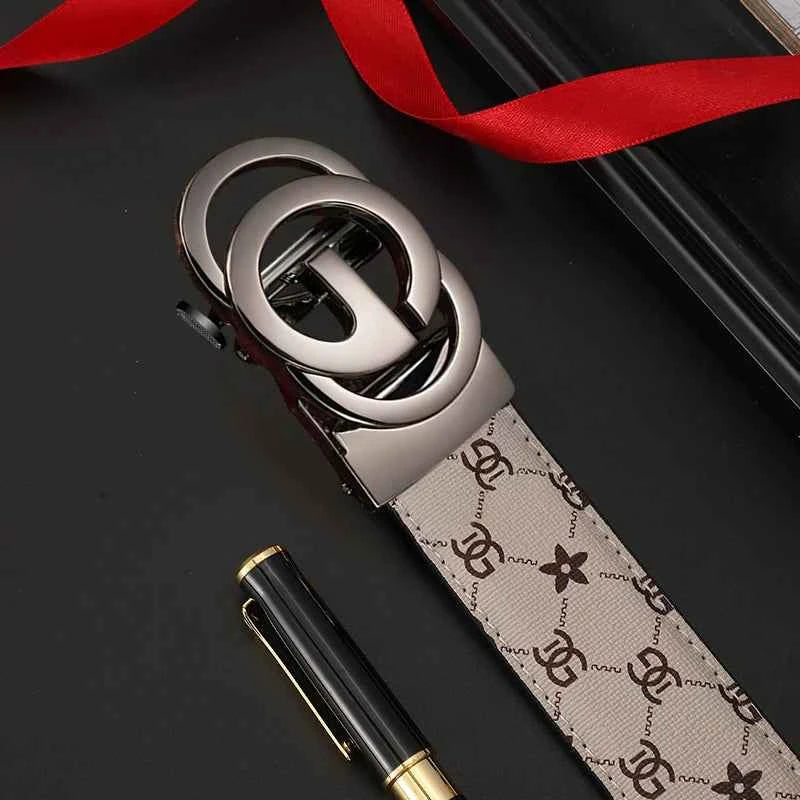 Men belt Genuine Leather Belt Metal Alloy Automatic Buckle Brand Luxury Design Waist Belts for Men Strap Male