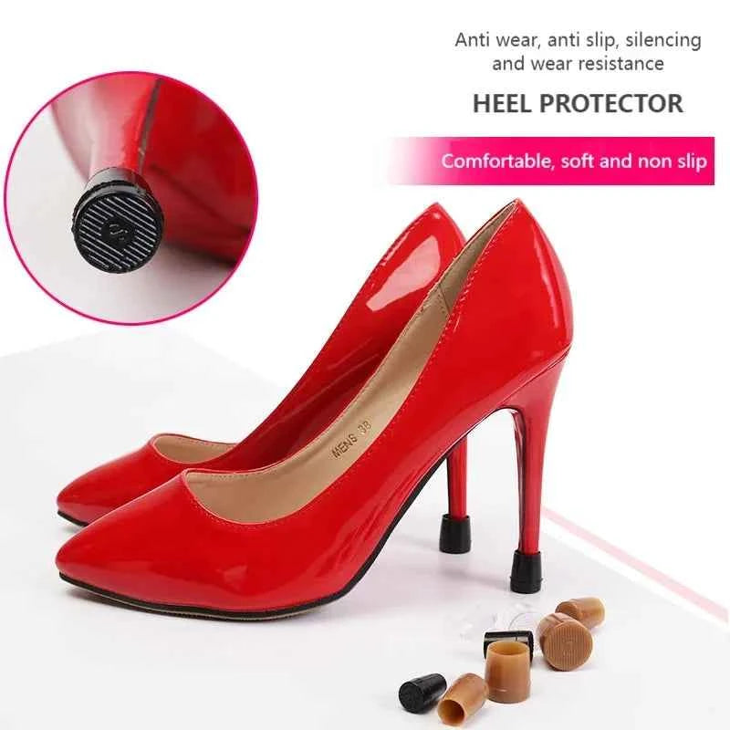 Thin Heel Protector Silicone Non-slip Wearable Heel Cover Round Woman High Heels Protective Cover TPU/PVC Material Soft Damping