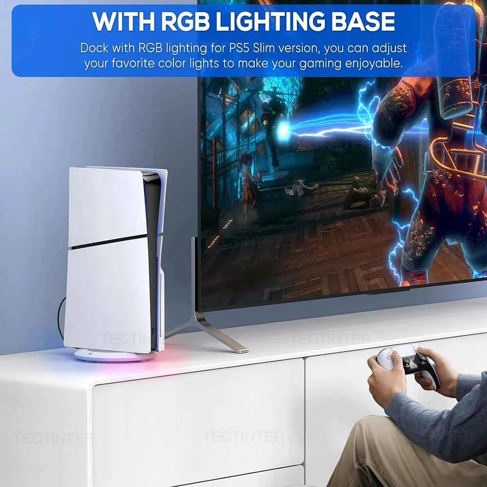 Vertical Cooling Stand for PS5 Slim / PS5 Pro Console Anti-Slip Base Bracket With RGB Light Holder for PS5 Slim Accessories