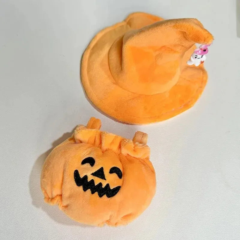 Plush Halloween Pumpkin Costume for 17cm Labubu Doll Accessories Pumpkin Style Dress  Set Fashion Clothes Outfit for Labubu Gift