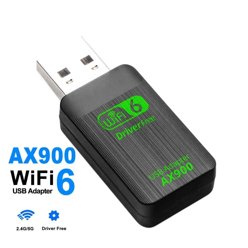 900M USB WIFI 6 Adapter Dual Antenna 600M Network Card AX900 Dual Band 2.4G 5G WiFi Adapter for PC Laptop Tablet Controller