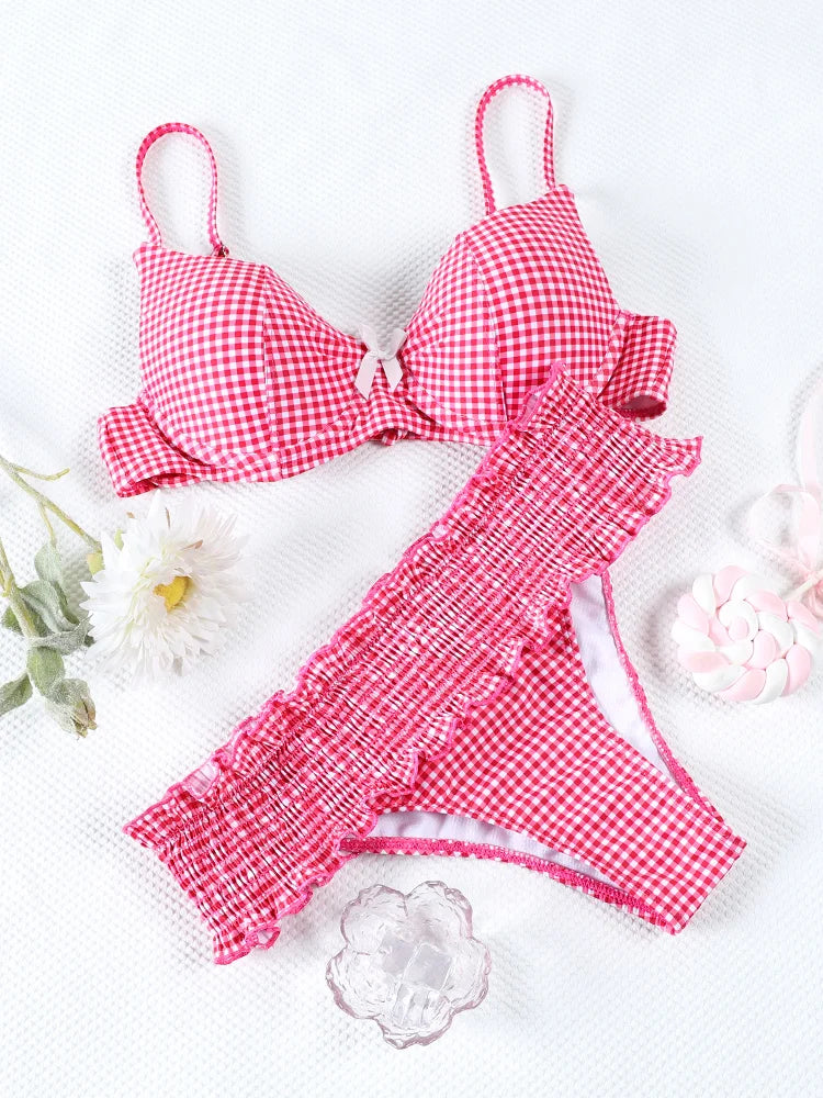 Triangle Bikinis Bow Swimsuit Women Sexy Swimwear Bandage Bikini Set Summer Biquini Female Beachwear Low Waist Thong Swimsuits