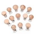 10Pcs Wooden Baby Pacifier Holder Metal Clip Beech Baby Pacifier Clips Chain Accessories Wooden Teether Toy BPA Free