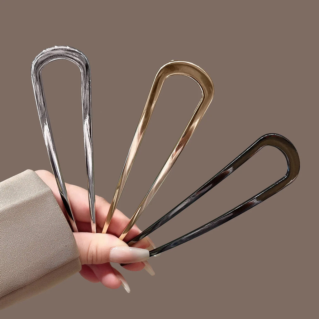 U-Shaped Hair Fork Fashion Tortoiseshell Acetate Acrylic Hairpin Geometric Headwear Hair Sticks Women Girls Hair Accessories