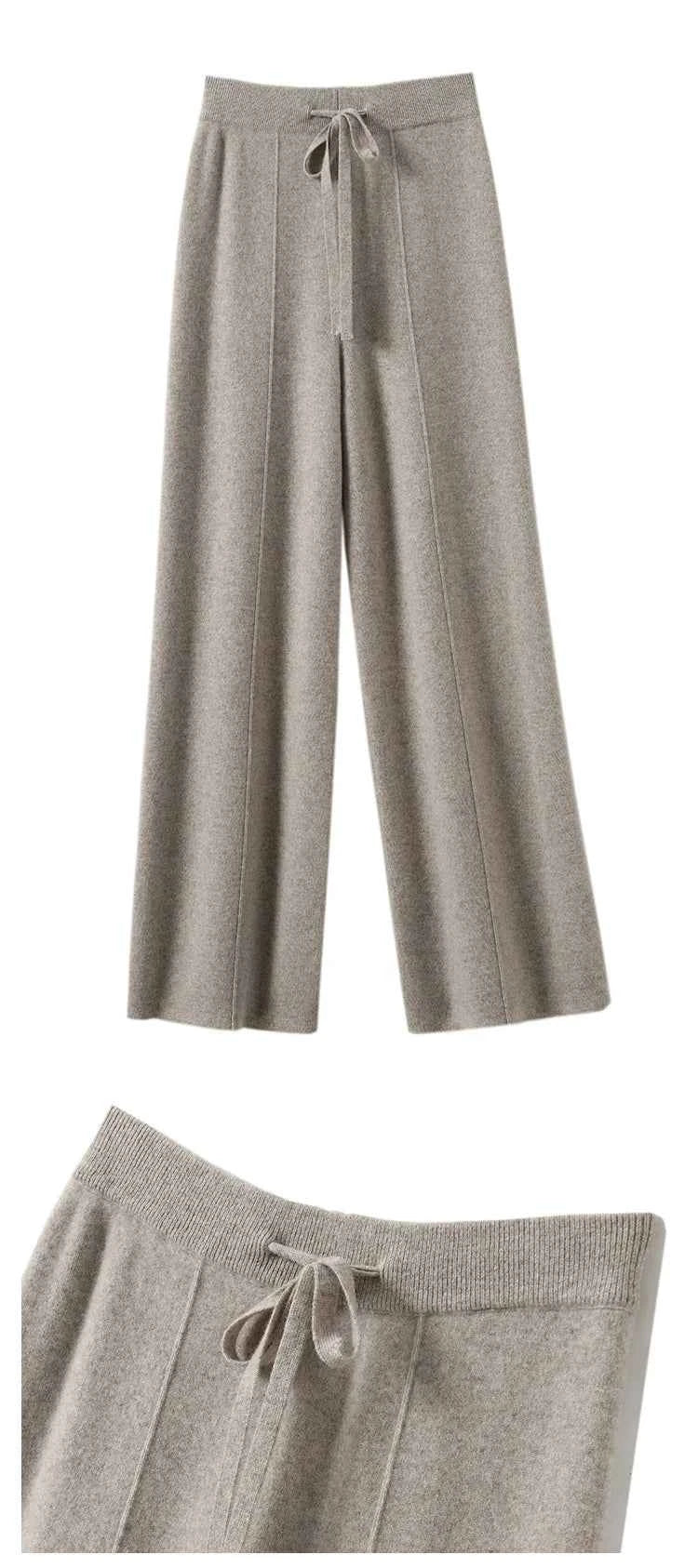 Women's High waisted warm knit wide leg straight leg pants for women, solid color loose wide leg pants
