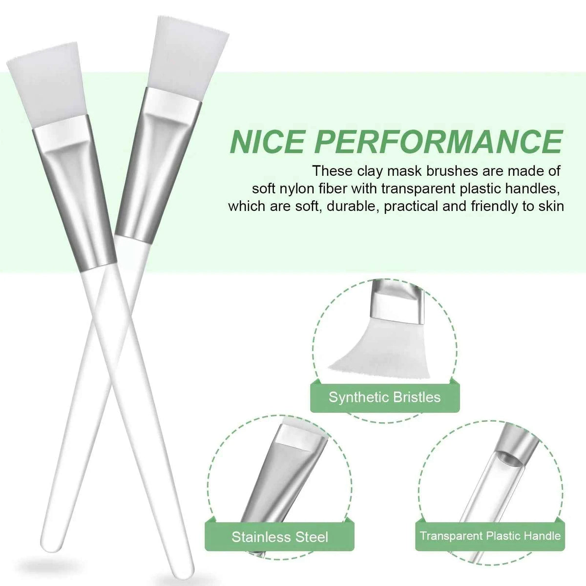 Set Of 16 Facial Mask Applicator Brushes With Nylon Bristles