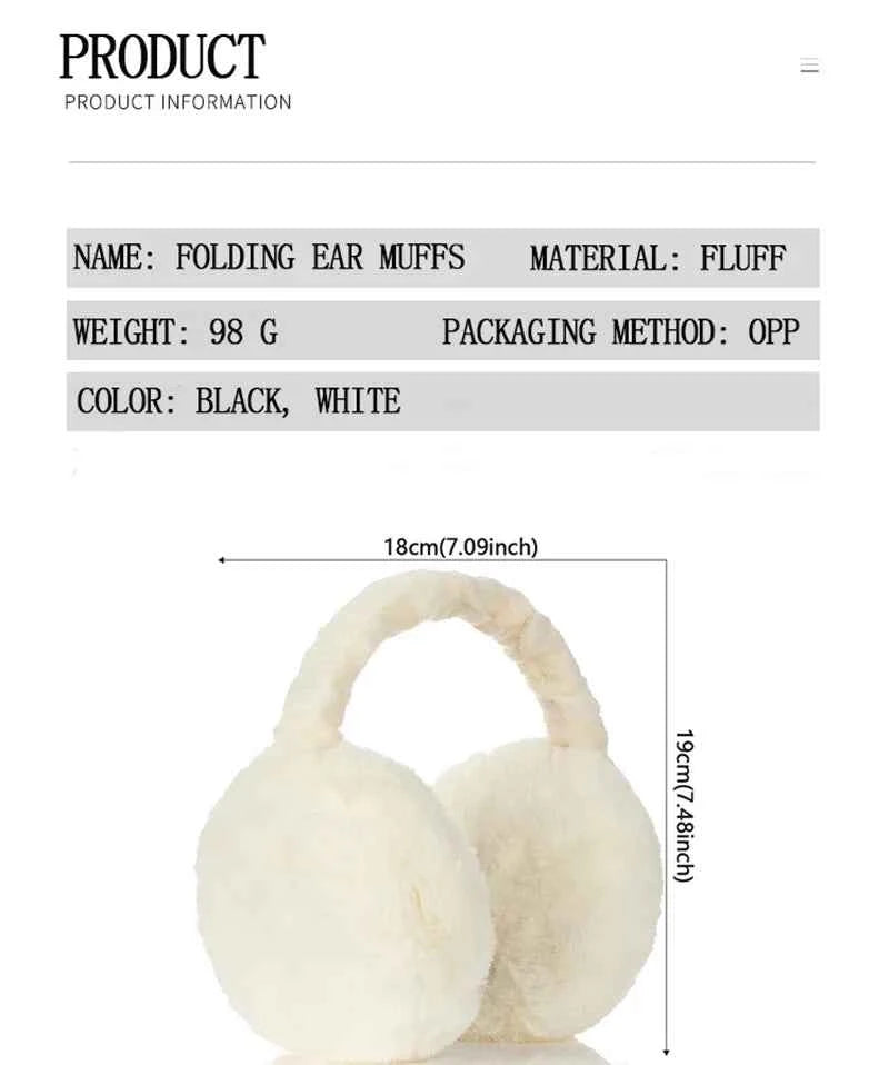 Soft Plush Earmuffs for Men and Women Outdoor Cold Protection Warm Winter Ear Warmers Solid Color Fashion