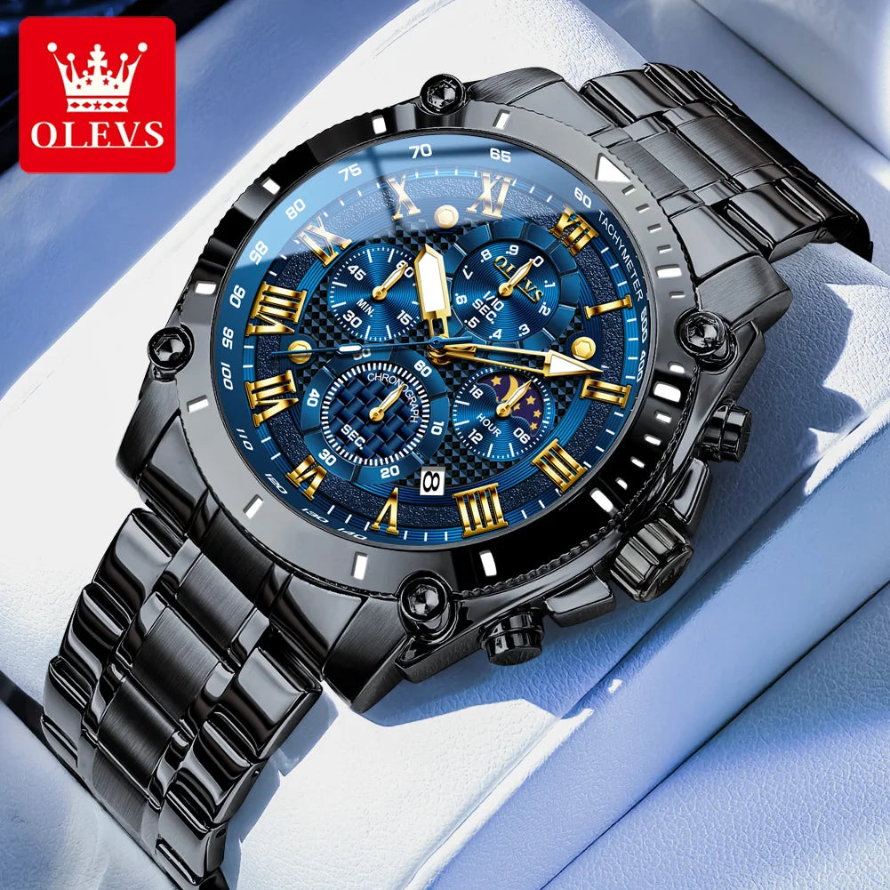 OLEVS Watches Man 3689 Multifunctional Sports Quartz Watch 30m Waterproof Luminous Date Mens Watch Original Business Brand