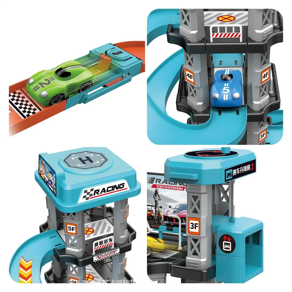 Racing Rail Car Toys Children Garage Catapult Sports Track Game Toys Kids Building Parking Baby Lot Gas Station DIY Winding Road
