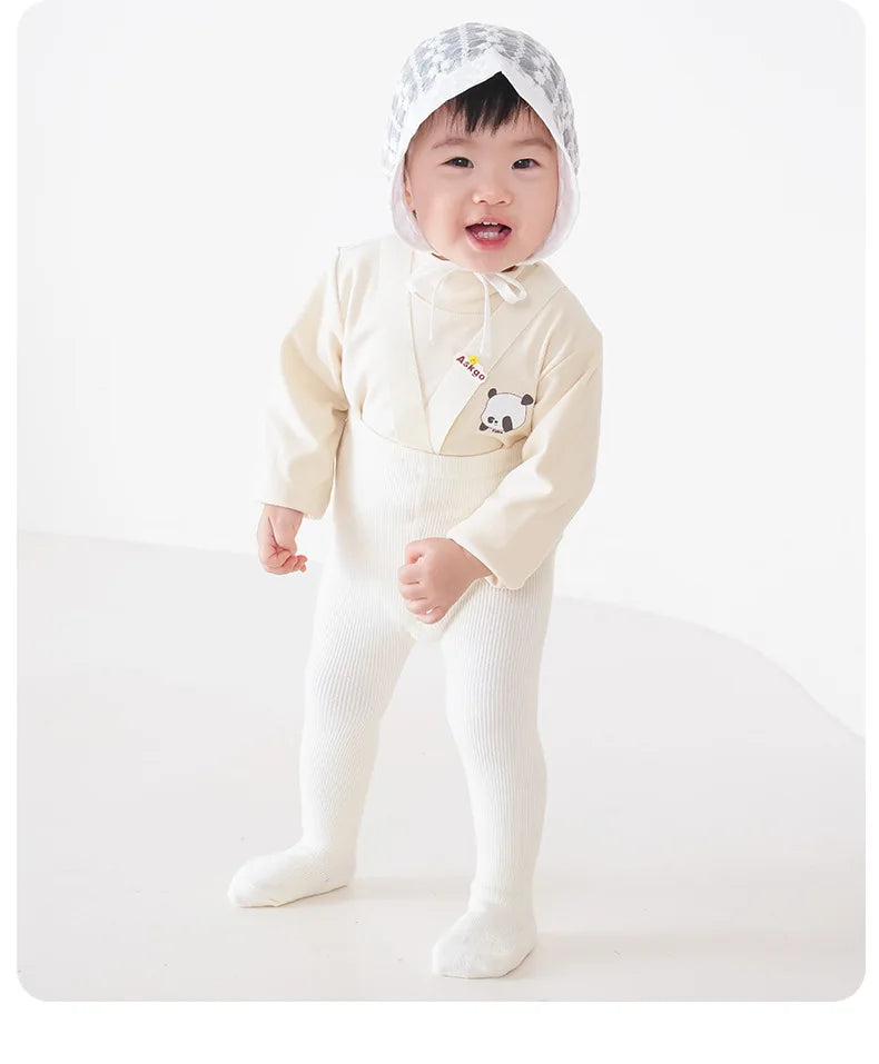 Newborn Baby Boys Girls Pantyhose Solid High Waist Ribbed Knit Tight Infant Spring Autumn Strap Leggings