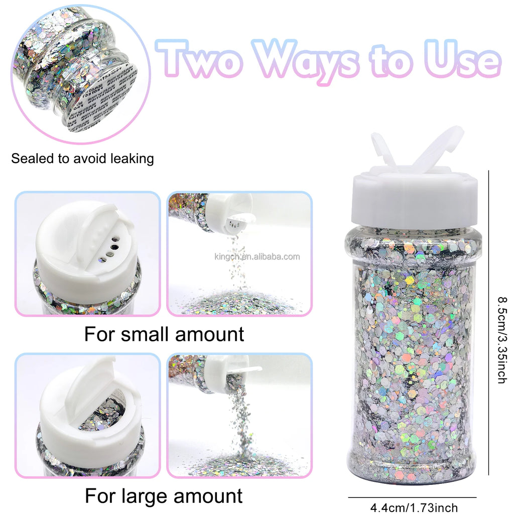 US Warehouse High Bright Glitter Set Free Shipping High Quality Polyester Hexagon Glitter Powder for Resin Crafts Nail