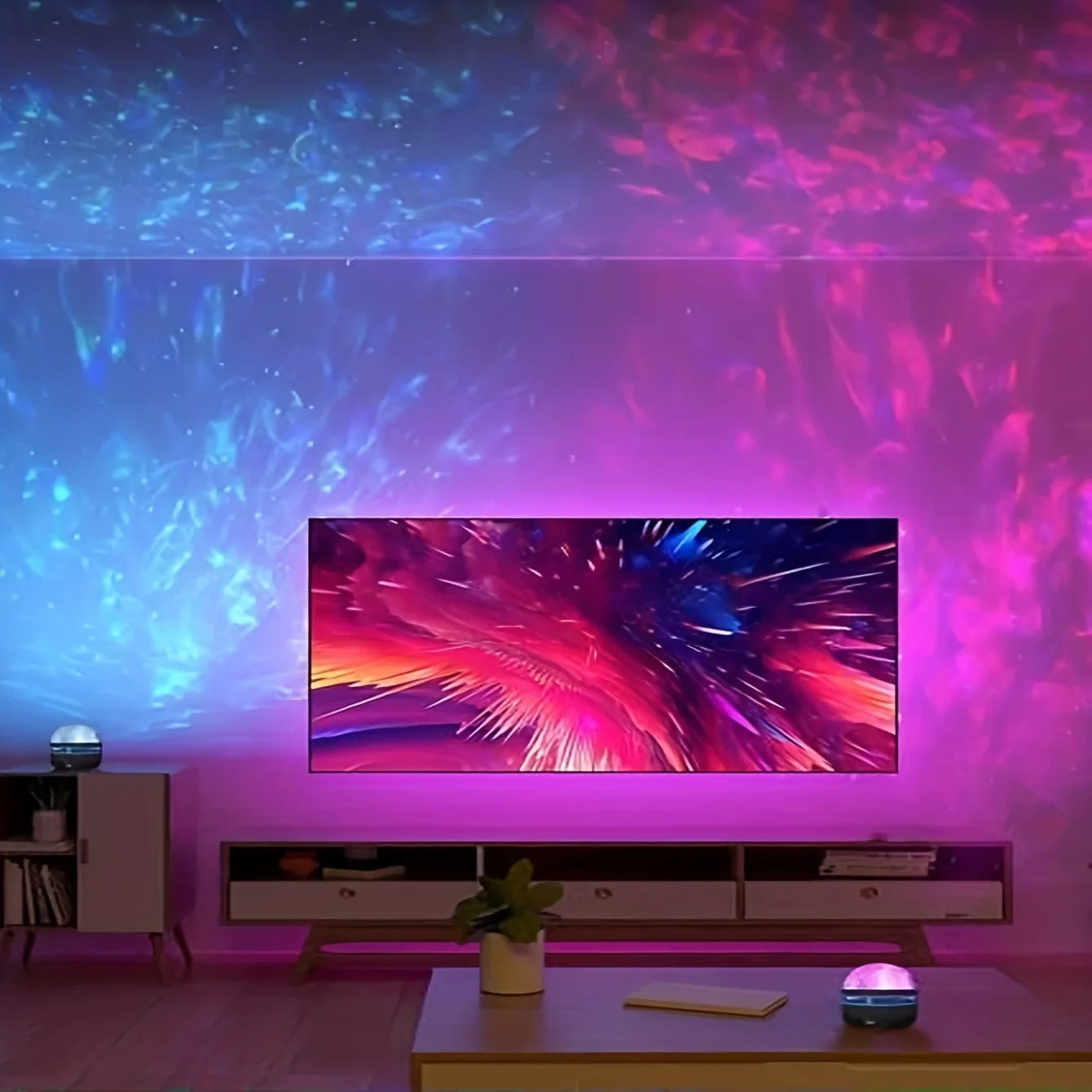 1pc Aurora Borealis Starry Sky Projector,Bedroom Night Light,USB-Powered,Multi-Color,Remote Control,For Gift,Home Decoration