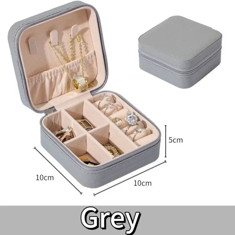 Portable Mini Jewelry Storage Box Travel Organizer Jewelry Case Leather Storage Earrings Necklace Ring Jewelry Organizer Display