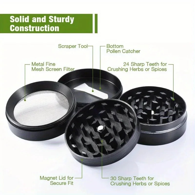 50mm Bitcoin Gold Herb Grinder 4-layer Spice Pepper Mill Mortar Metal Grass Tobacco Grinder Smoking Accessories Kitchen Tool