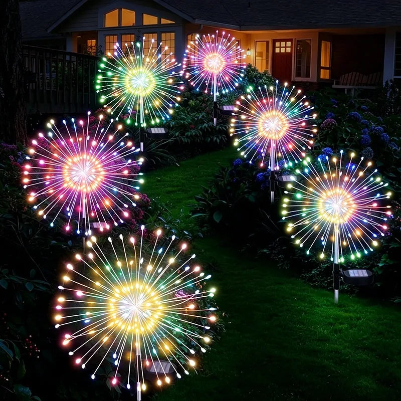 Solar Garden Lights Outdoor Waterproof Firework Lights Sparkles Landscape Fairy Light Decorations Light Yard Patio Pathway