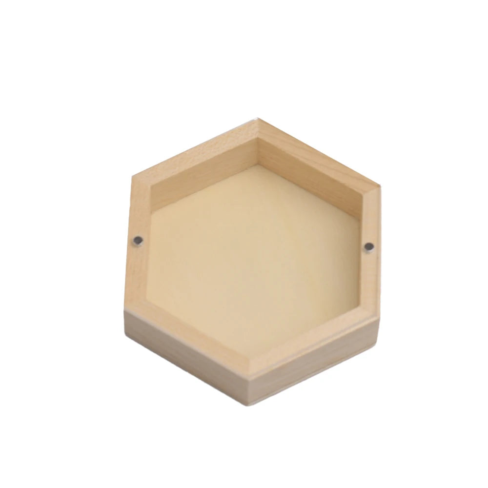 1PCS Creative Acrylic Board Hexagon Box Natural Wood Storage Wooden Box for Necklace Ring Gift Wooden Jewelry Organizer Cases