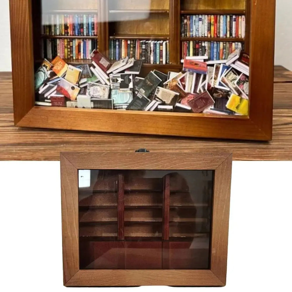 Bookshelf Decor Anxiety Bookshelf Home Desktop Decoration Fidget Toys Miniature Wooden Bookshelf Wooden Handmade Figurine Statue