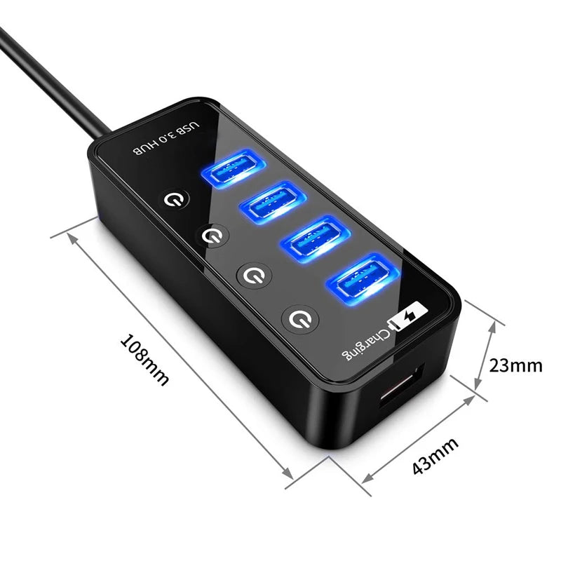 USB HUB 3.0 4 Port Smart Phone Charger Multi For Ipad MacBook Pro Computer PC Notebook Laptop Accessories With Power Adapter