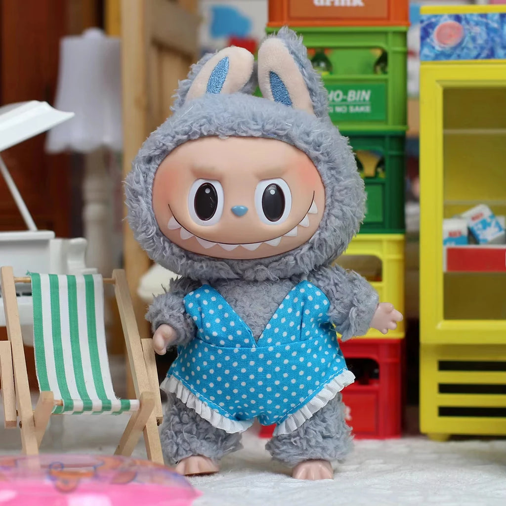 Mini Doll'S Clothes Outfit Accessories For 15-17cm Labubu Idol and 10cm cotton doll Solid color one-piece swimsuit Clothing Gift
