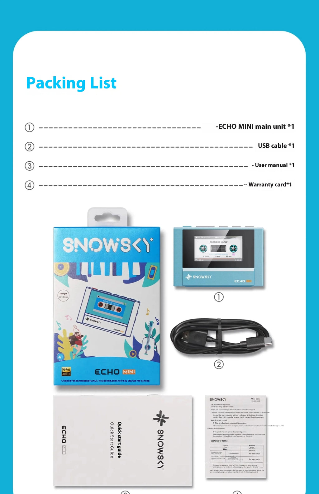 Fiio Snowsky Echo Mini Wireless Bluetooth MP3 Player 8GB Retro Portable Walkman Custom Support DSD Music Gift