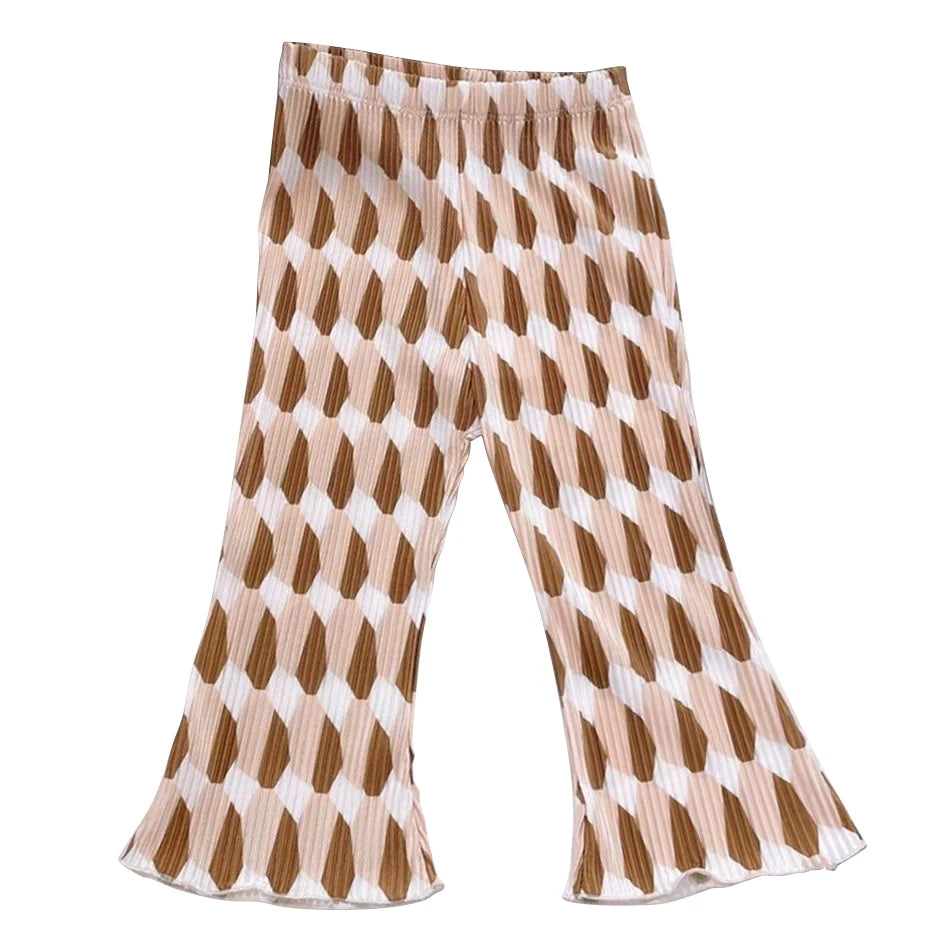 Summer Girls Floral Polka Dot Flared Pants Ice Silk Thin Fashion Outdoor Activities Children Pants Kids Everyday Versatil Pants