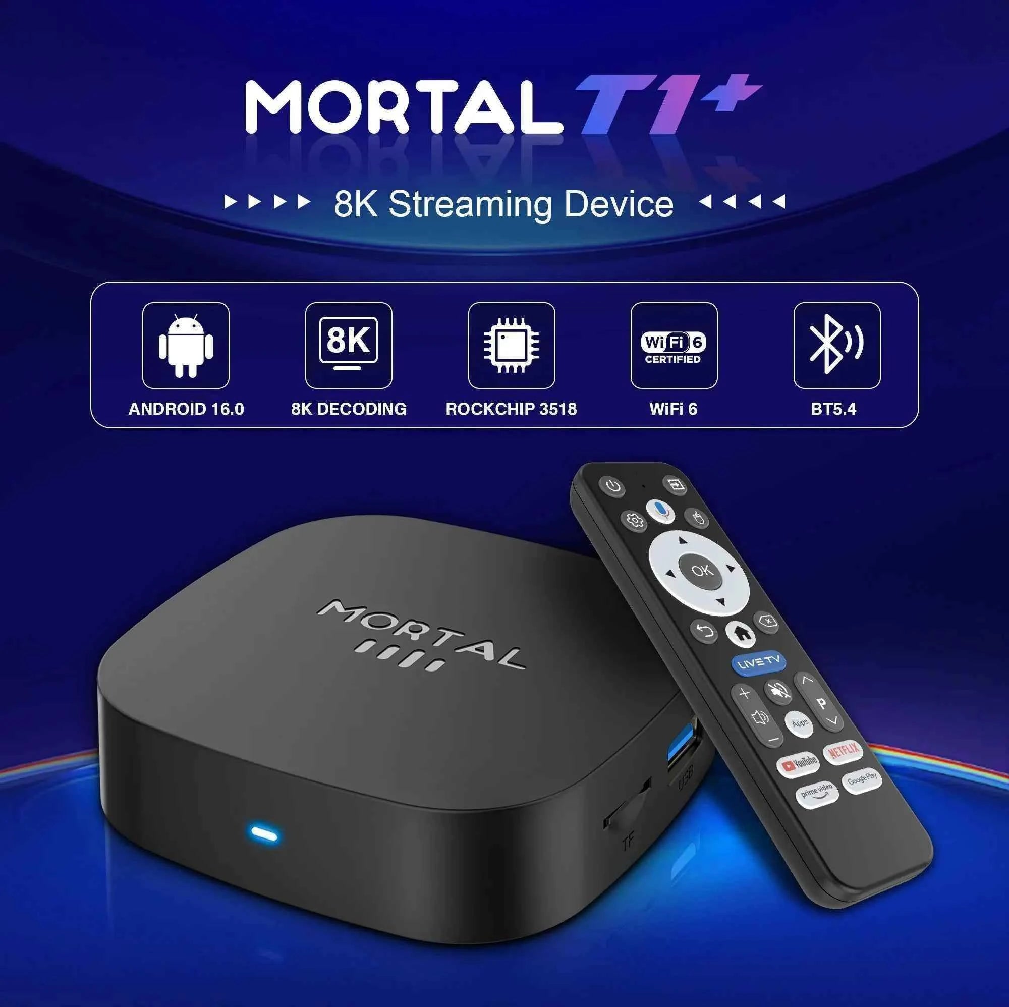 2025 New T1+ 8K HD TV Box Android 16.0 RK3518 Quad Core 8GB RAM 128GB ROM Dual Wifi 2.4G/5.8G Home Theater Media Player