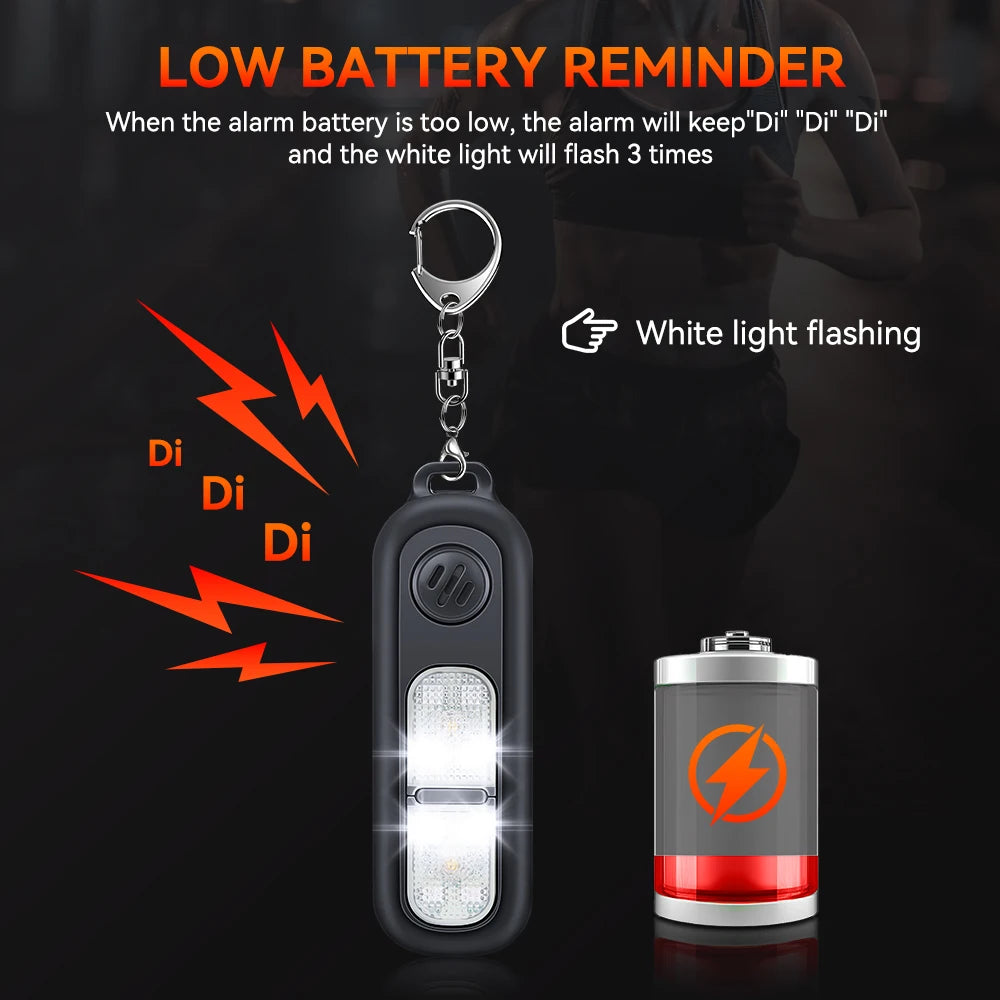 Extractme Personal LED Emergency Night Light Type-C Charging 130dB Safety Self Defense Alarm with Key Chain for Night Running