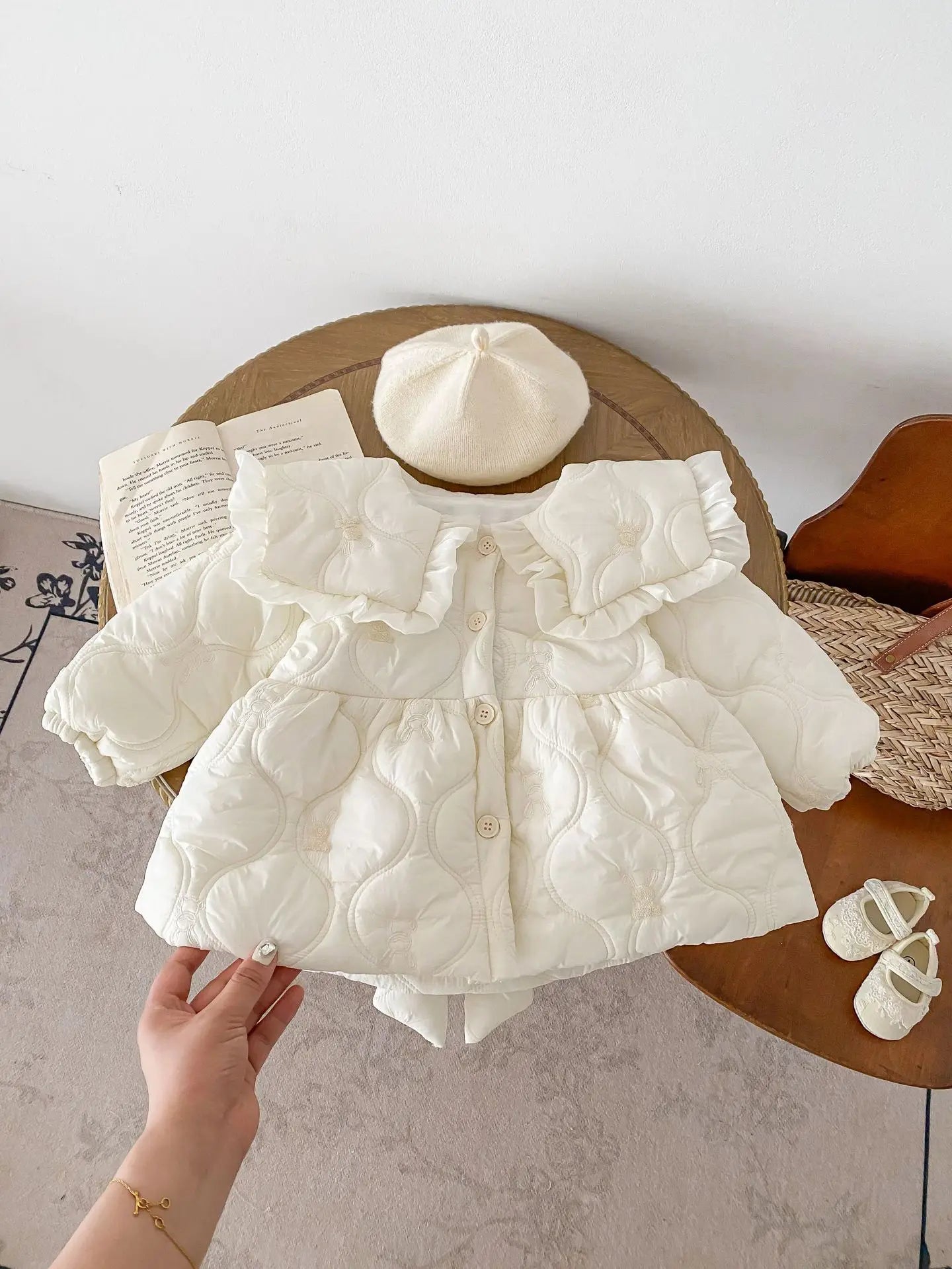 Stock Clearance 90cm 7935 Baby Girls Cotton-padded Jacket Coat Winter New Plus Velvet Baby Girl's Coat Fashion Warm Outerwear