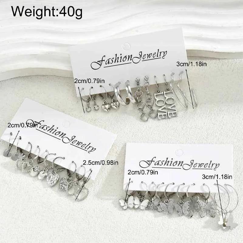 Fashion Creative Simple Earrings Set for Women Vintage Temperament Hollowed-out Butterfly Love Earrings Jewelry Gifts 2026 New