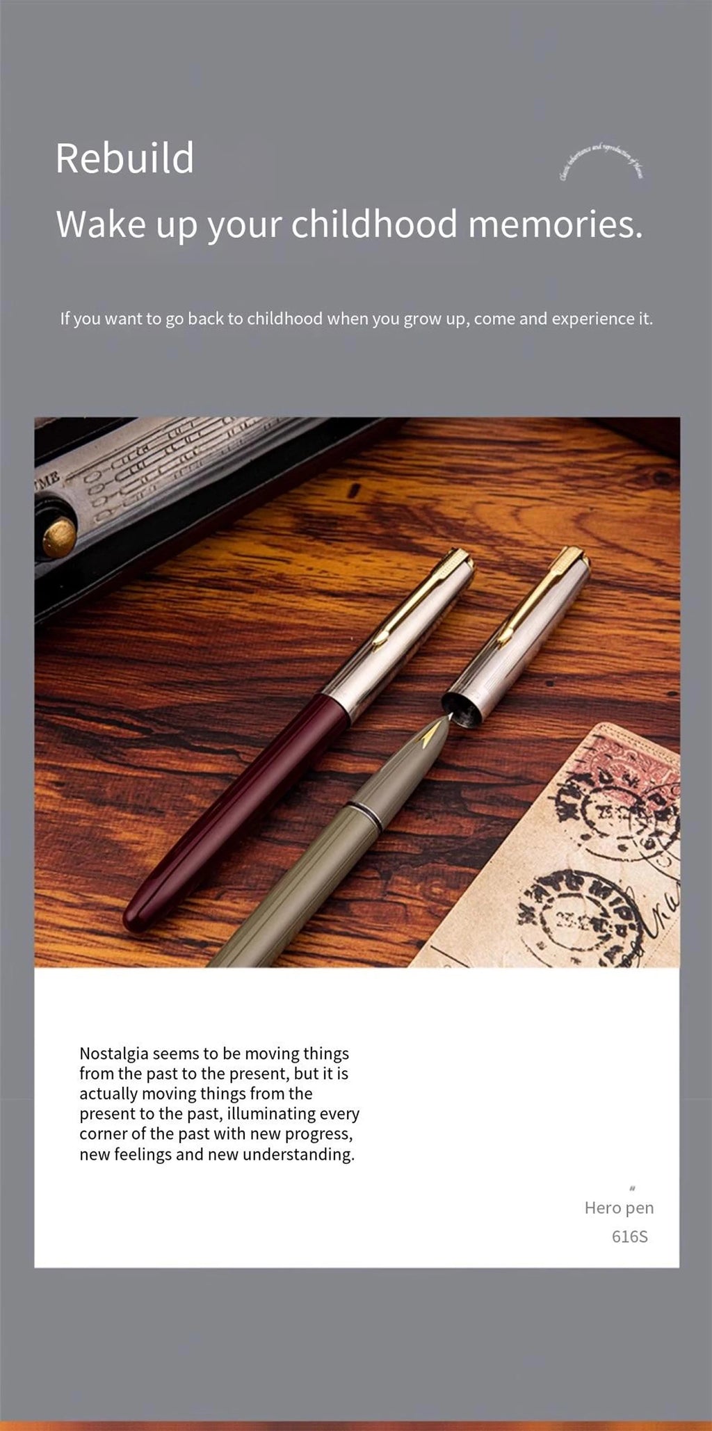 Hero 616S Classic Retro Fountain Pen Dark Tip 0.5mm Iridium Gold Nib Business Office Gift Student School Stationery Supplies